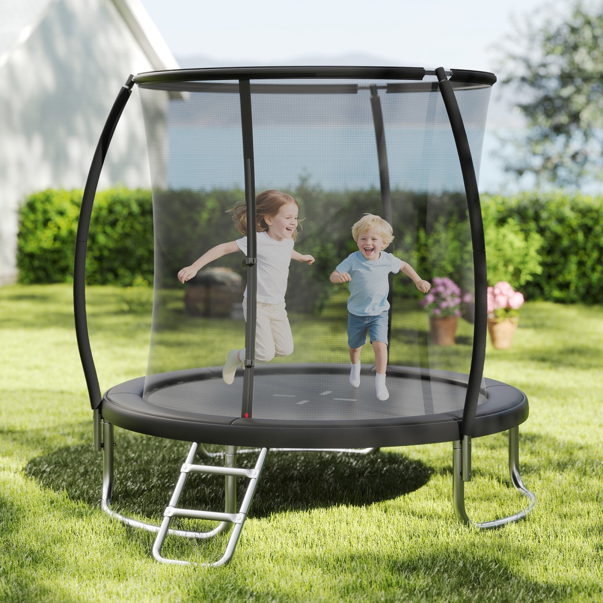 TW10140BK- 8 ft. Outdoor Heavy-Duty Recreational Trampoline - Black