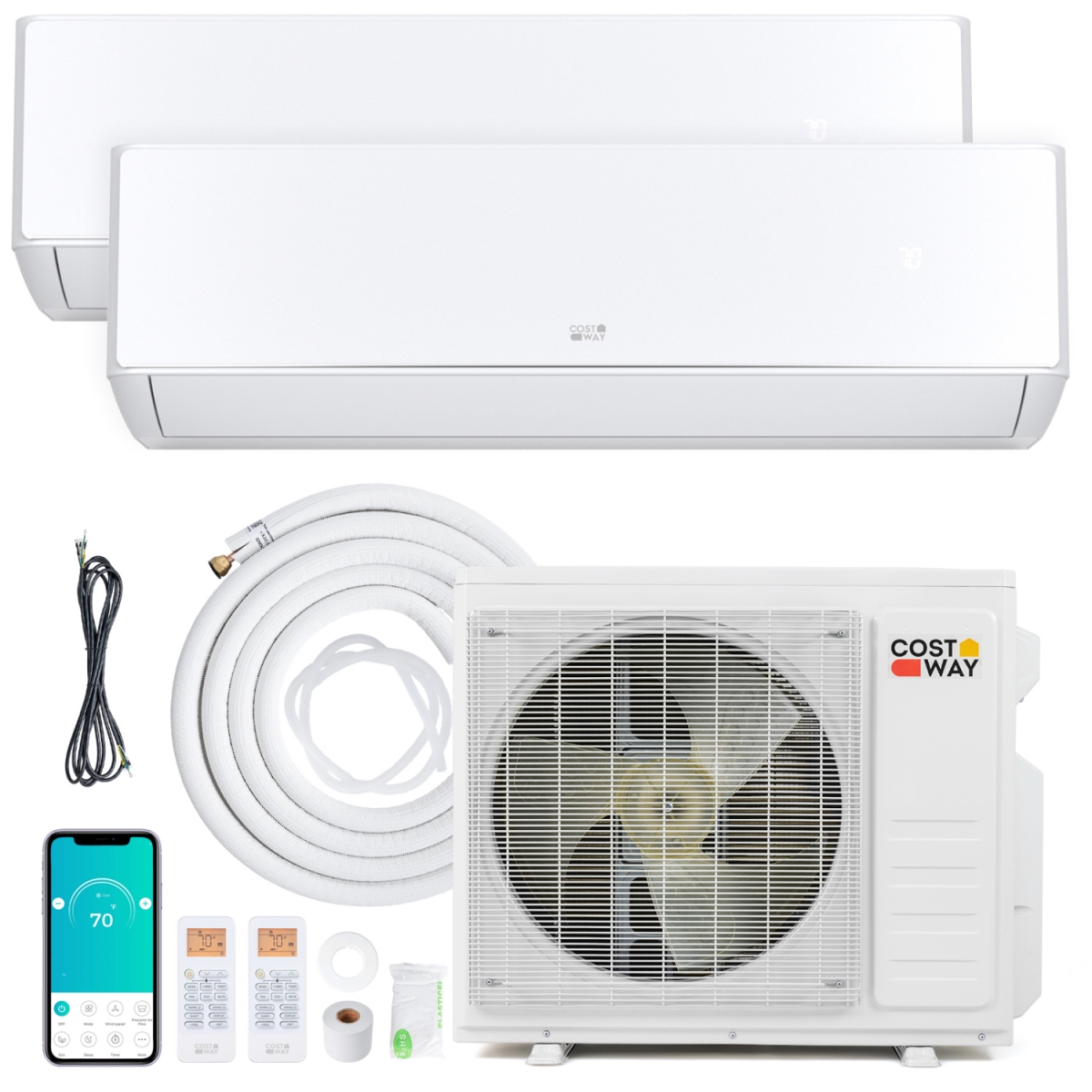 X-Pro-18K-1 X-Pro 18000 BTU 2 Zone 24 SEER2 Mini Split AC with Heat Pump - 9K-9K