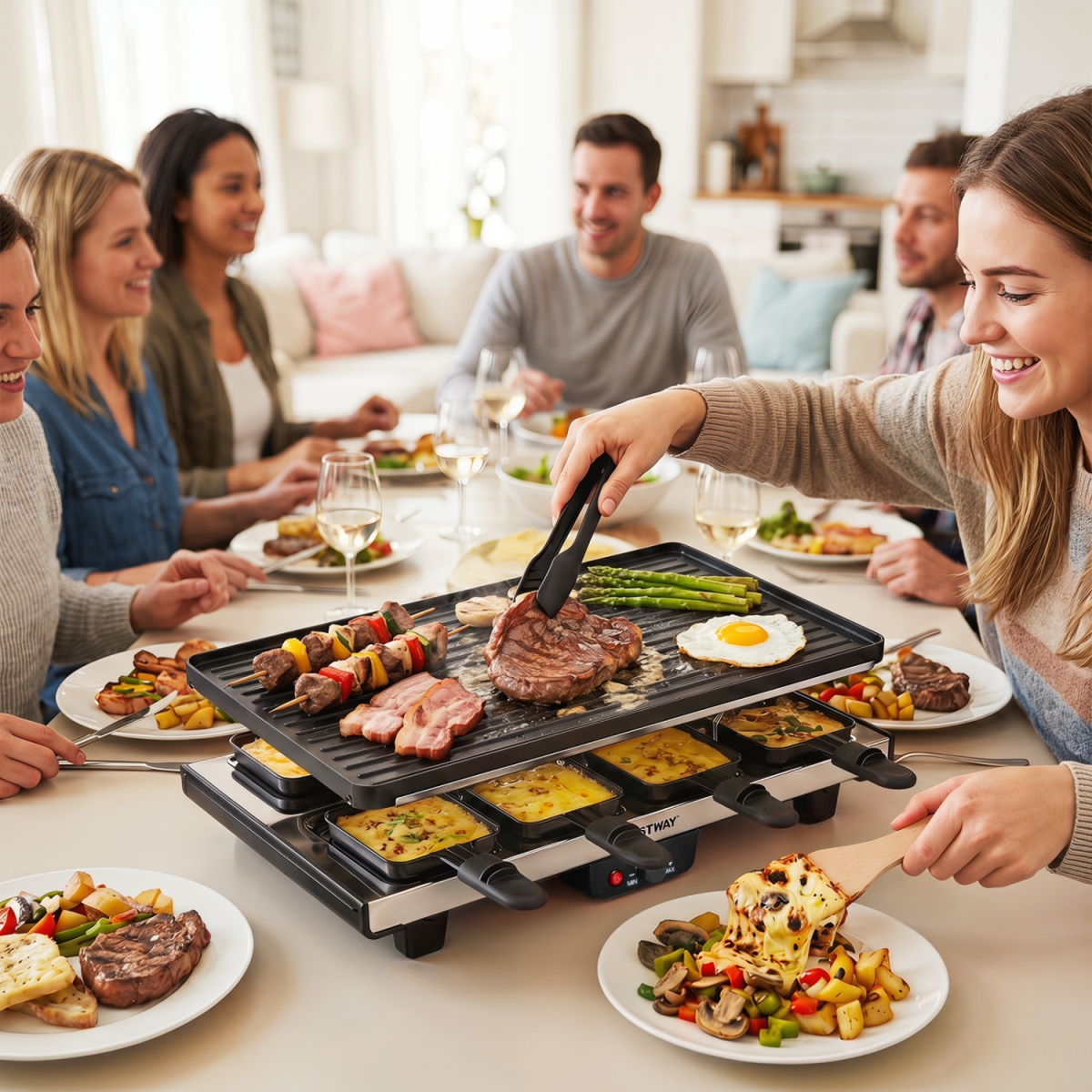 ES10654US 2-in-1 Table Grill & Griddle with Reversible Nonstick Plate for 8 - Black