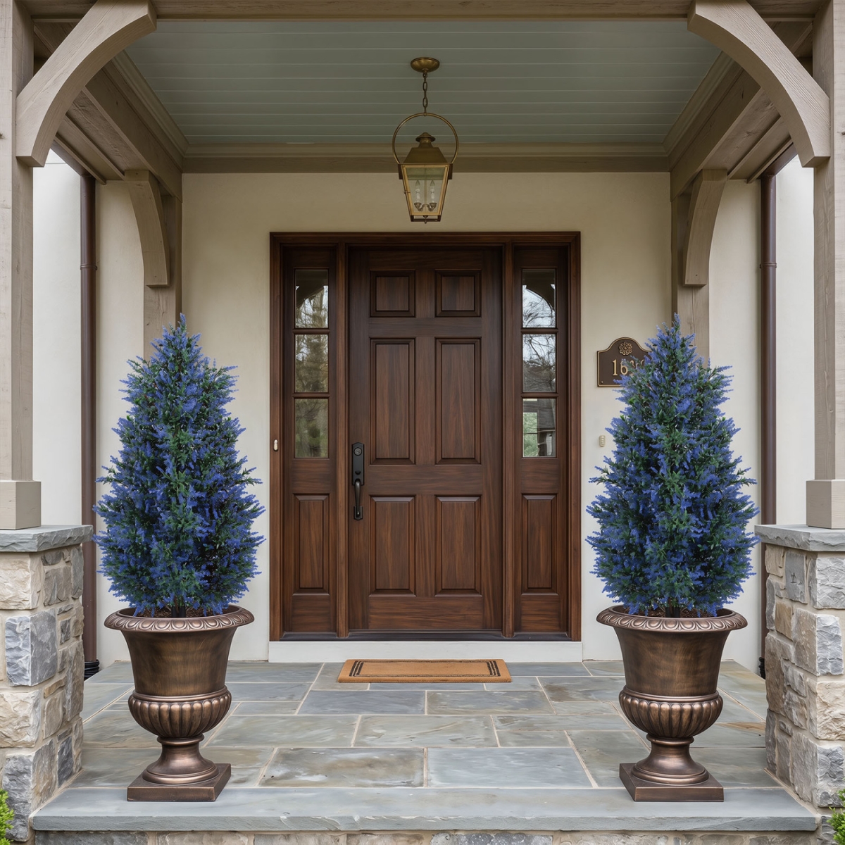 HZ10571-2 3.3 ft. Artificial Lavender Topiary Trees with Ground Spikes for Indoor Outdoor - Pack of 2