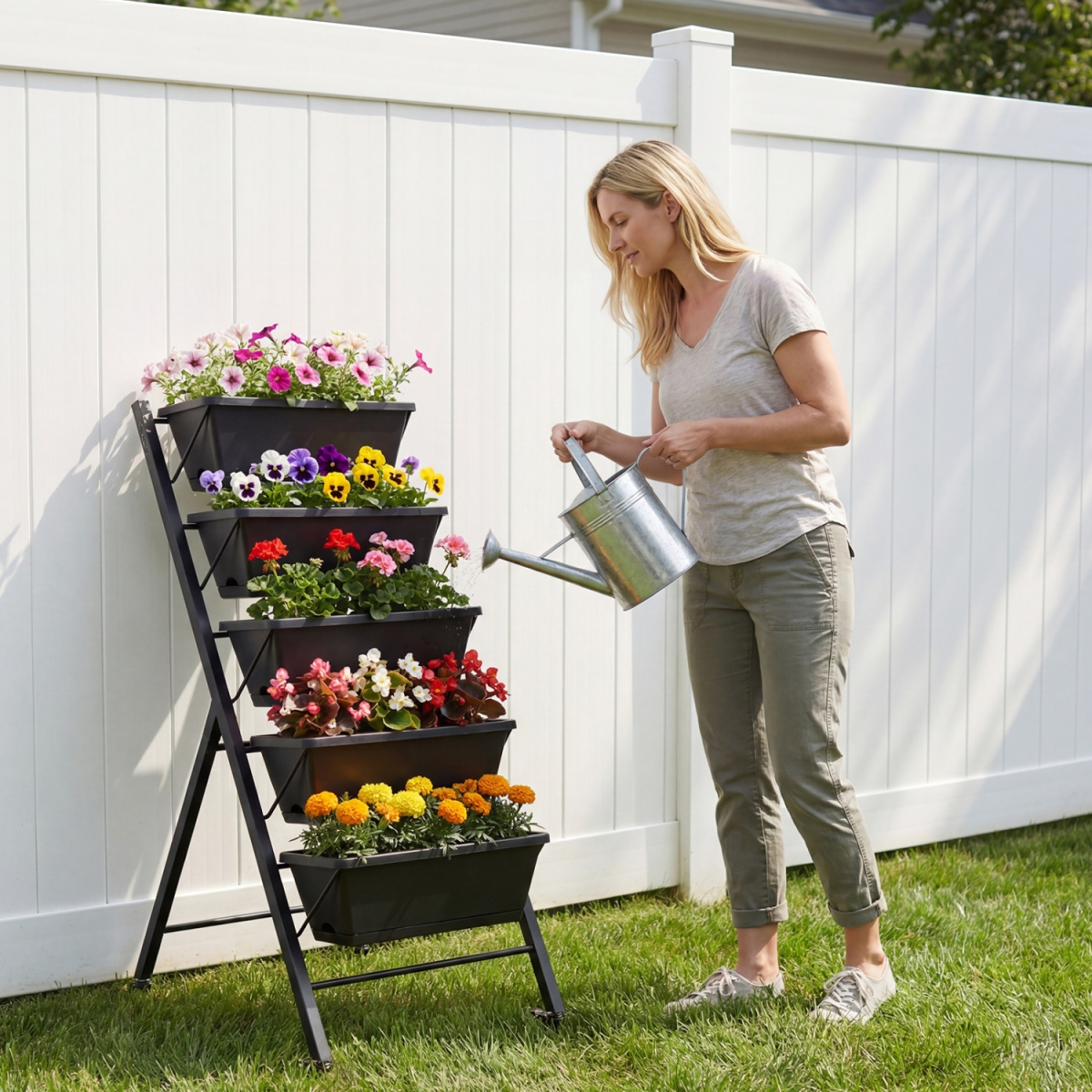 NP13361 5-Tier Vertical Raised Garden Bed with Wheels for Backyard