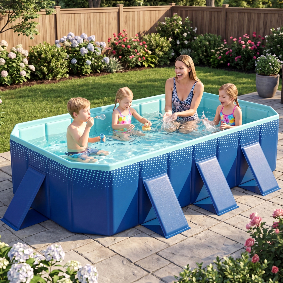 NP13381NY Non-Inflatable Portable Around Ground Swimming Pool with 24 Wall Panels - Navy