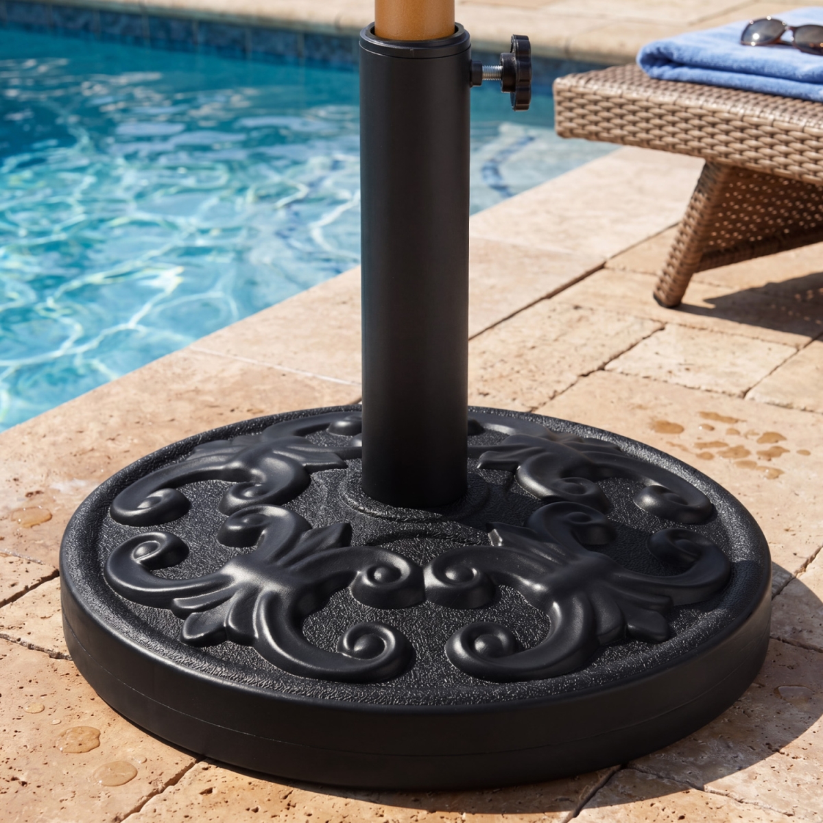 NP13433 26.5 lbs Heavy-Duty Round Umbrella Stand with Adjustable Knob