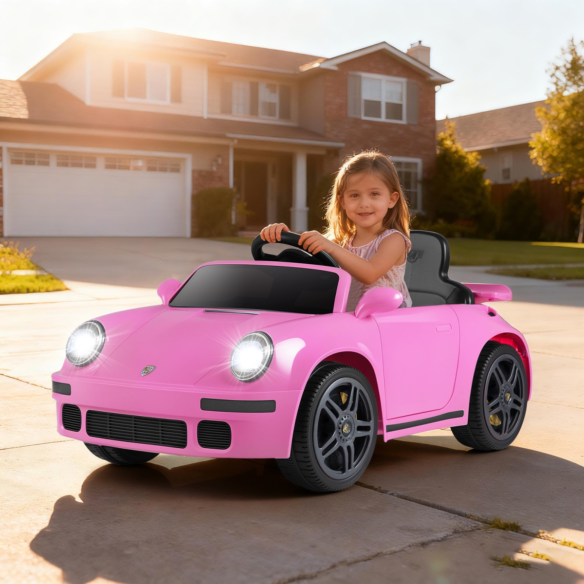 TQ10417US-PI 12V Electric Ride on Car Licensed RUF CTR with Remote Control & Music - Pink