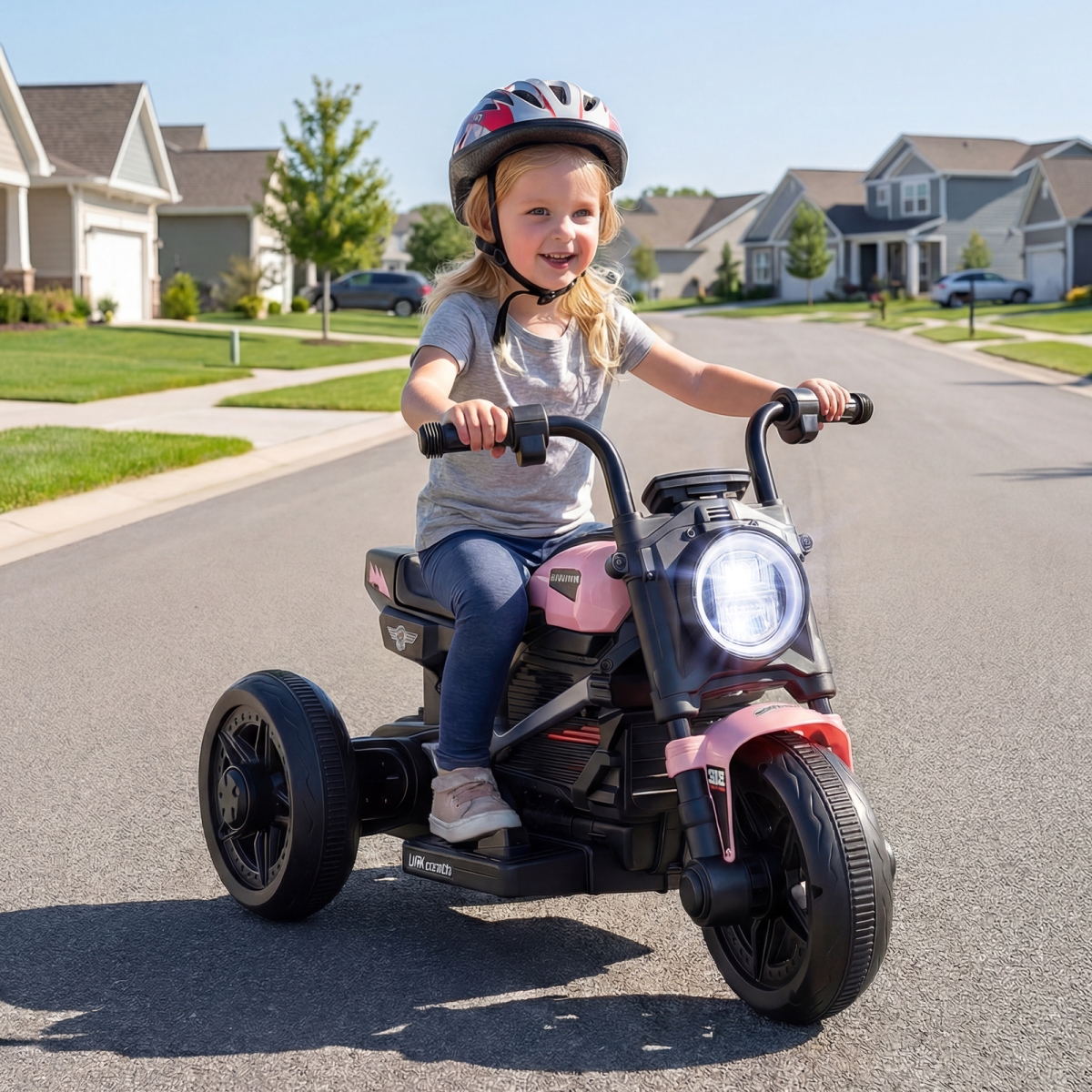 TQ10518US-PI 6V Kids Electric Motorcycle with LED Headlight & Music for Toddlers Aged 3-5 - Pink