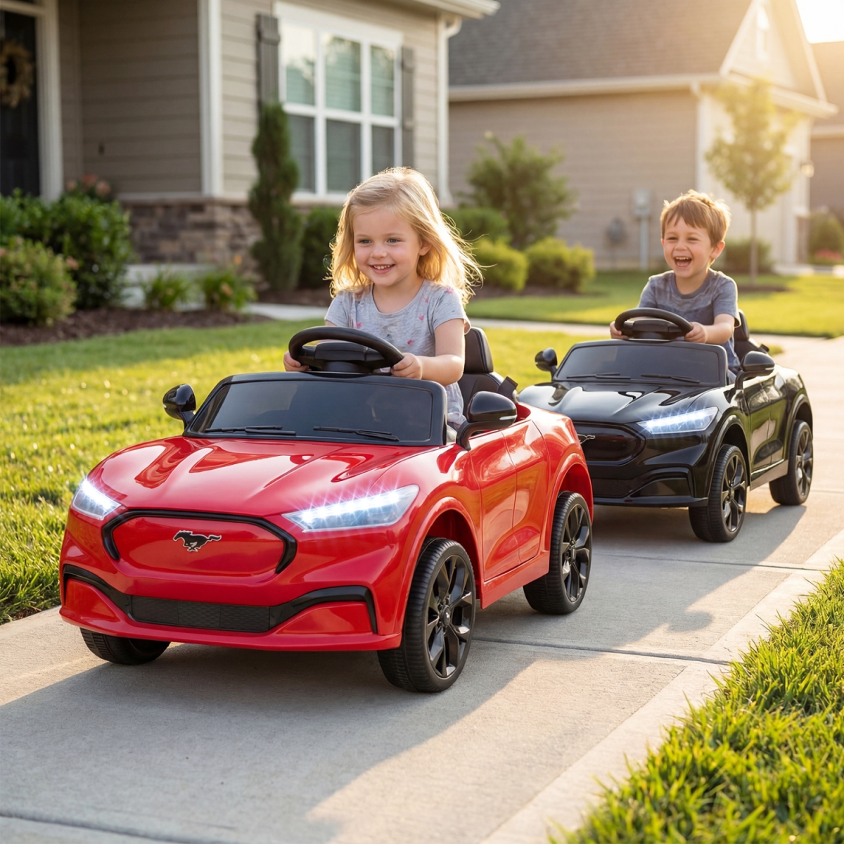 TQ10537US-RE 12V Kids Ride on Car Licensed Ford Mach E with Parent Control & Horn - Red