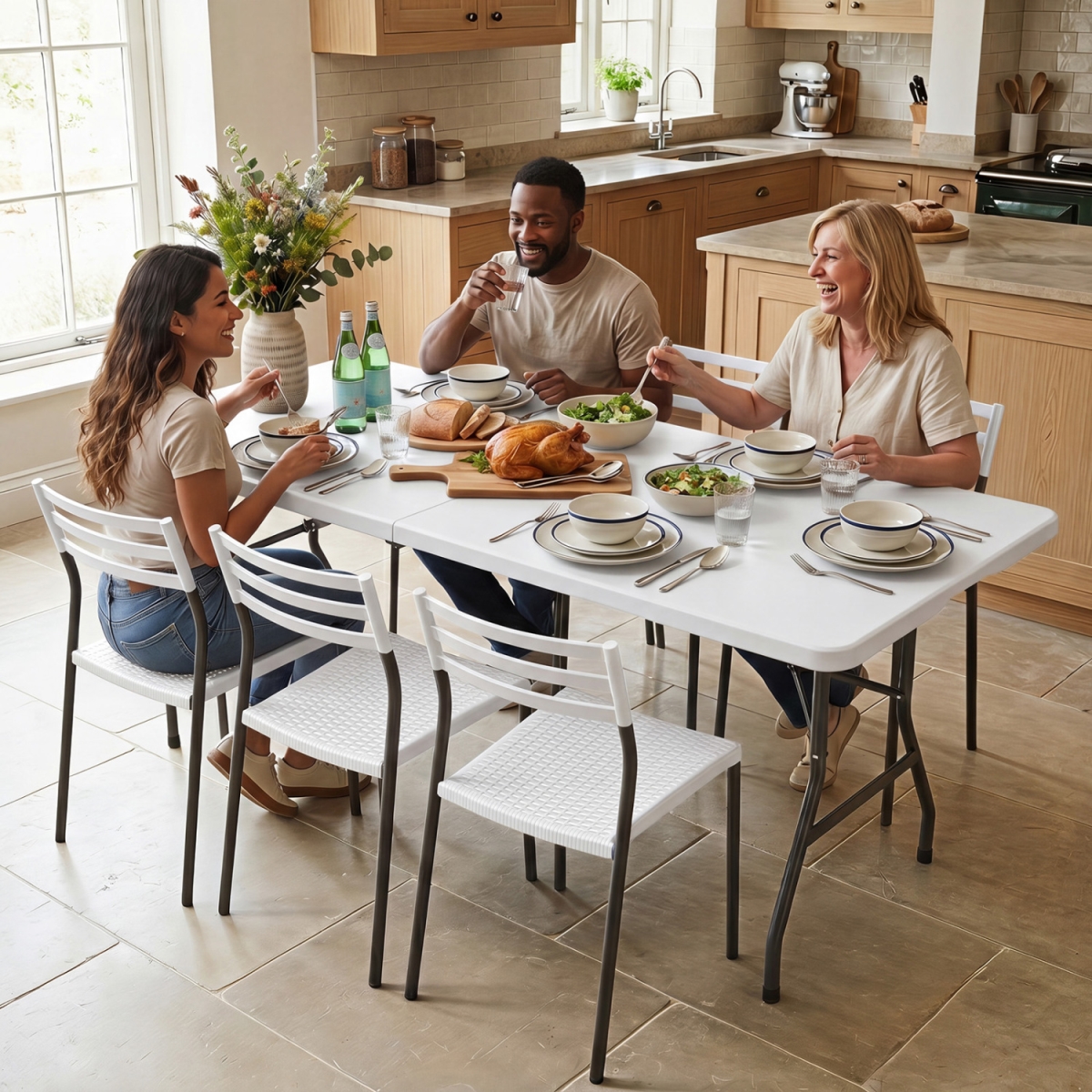 NP13750WH-A 6 ft. Plastic Fold-in-Half Camping Table - White