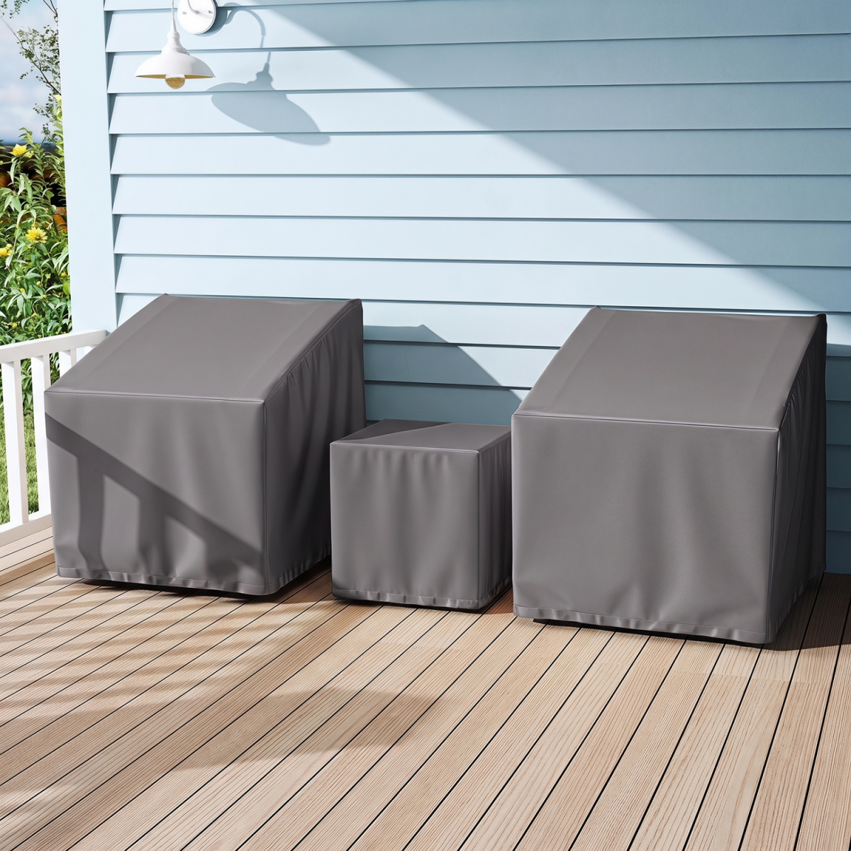 NP12474GR Patio Furniture Covers Waterproof Outdoor Conversation Covers for 3 Pieces Bistro Set - Gray