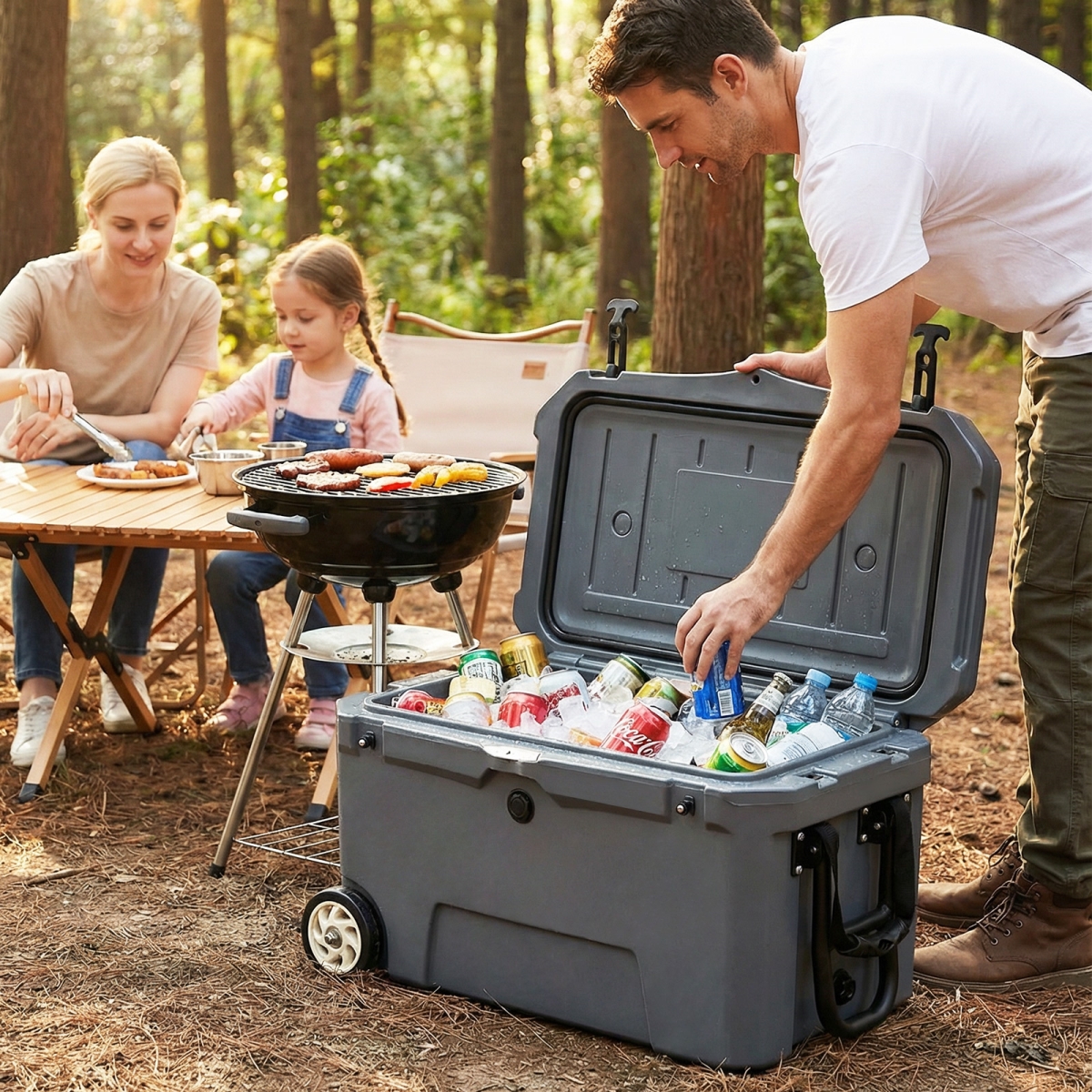 NP12850GR 52 qt. Portable Hard Cooler with 6-Day Ice Retention & Wheels - Gray
