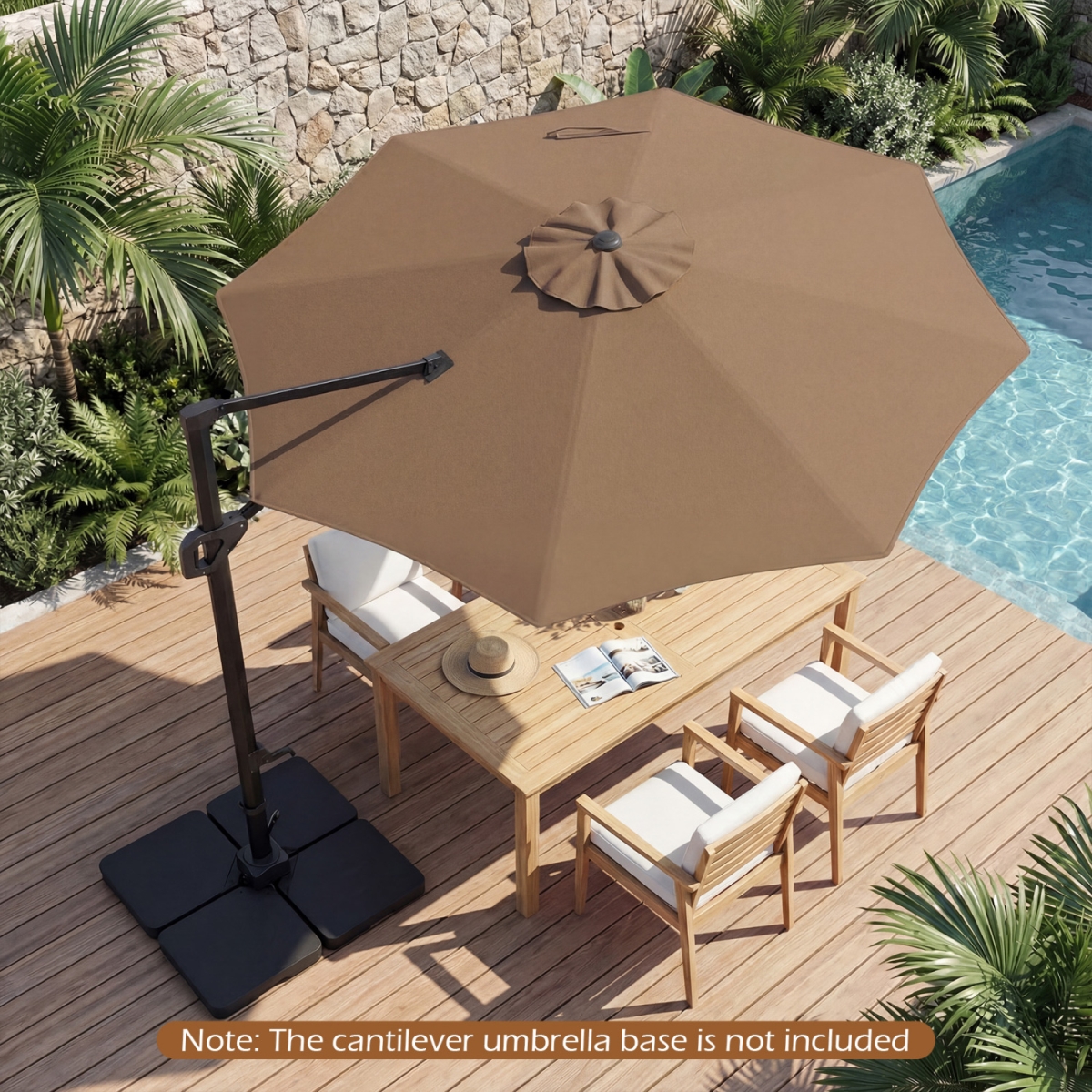 NP13282CF 10 ft. Patio Cantilever Umbrella with Easy Tilt Adjustment - Brown