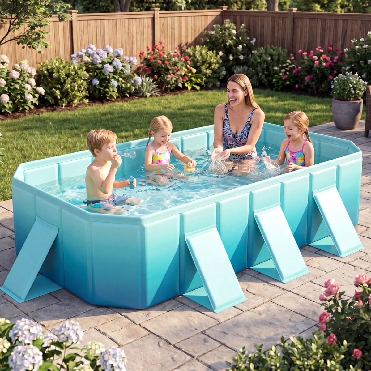 NP13381JB Non-Inflatable Portable Around Ground Swimming Pool with 24 Wall Panels - Gradient