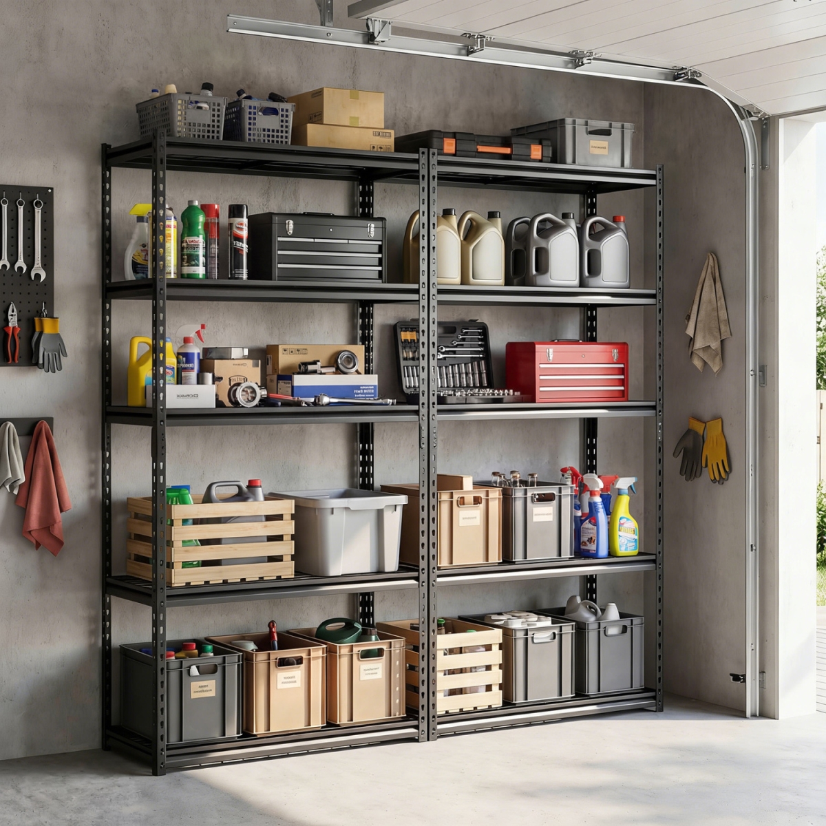 4-TA10122BK 5-Tier Heavy-Duty Metal Shelving Unit with Adjustable Wire Rack - Set of 4