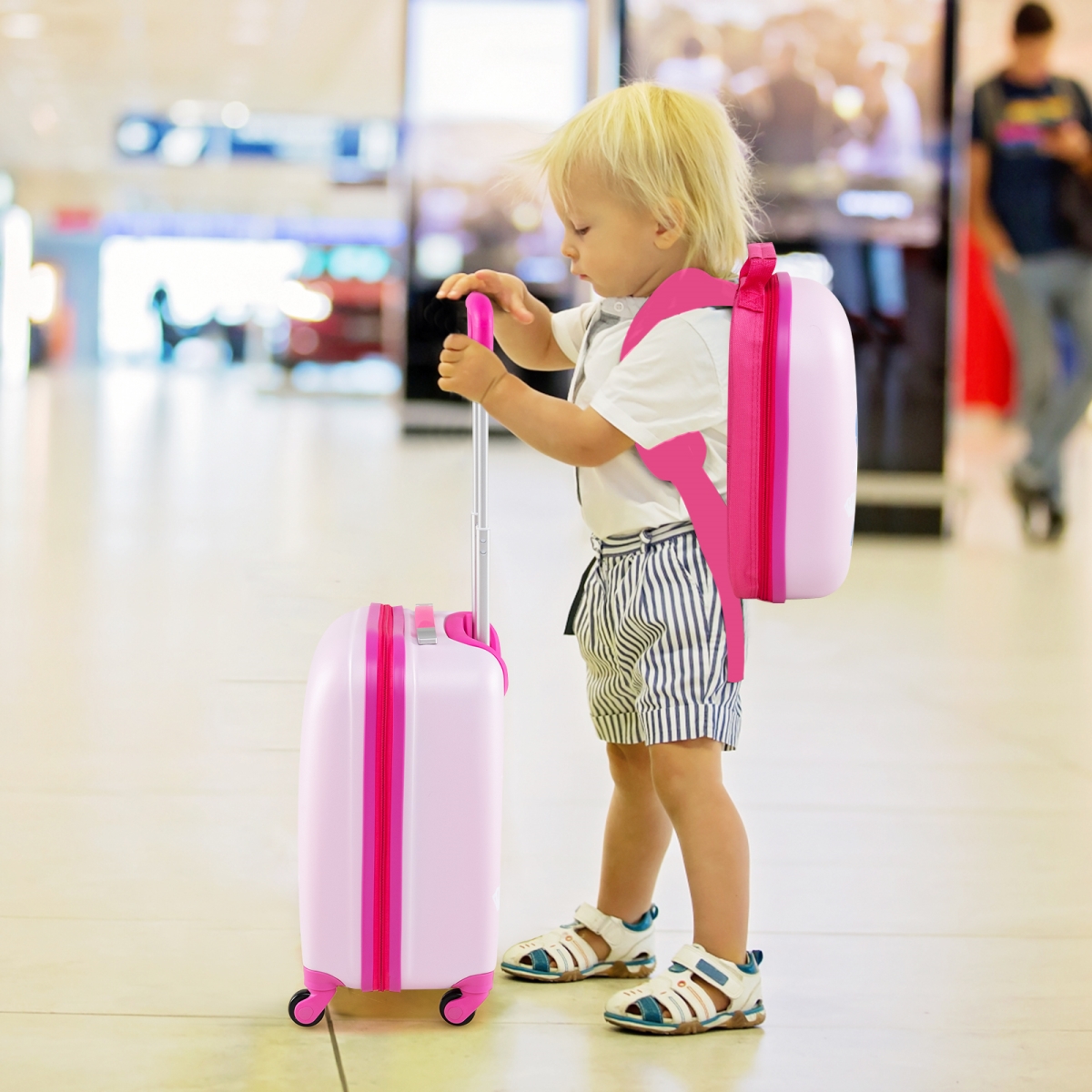 BN10004LP Kids Carry-on Luggage Set with 12 in. Backpack - Navy - 2 Piece