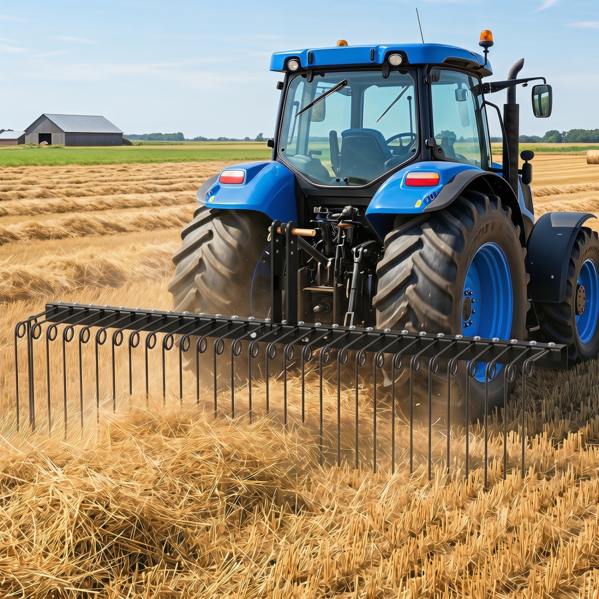 GT4476BK 72 in. Pine Straw Rake with 30 Metal Coil Tines for Grass - Black