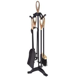 HW56080 Stylish Gold Iron Fireplace Tools Set - 5 Piece