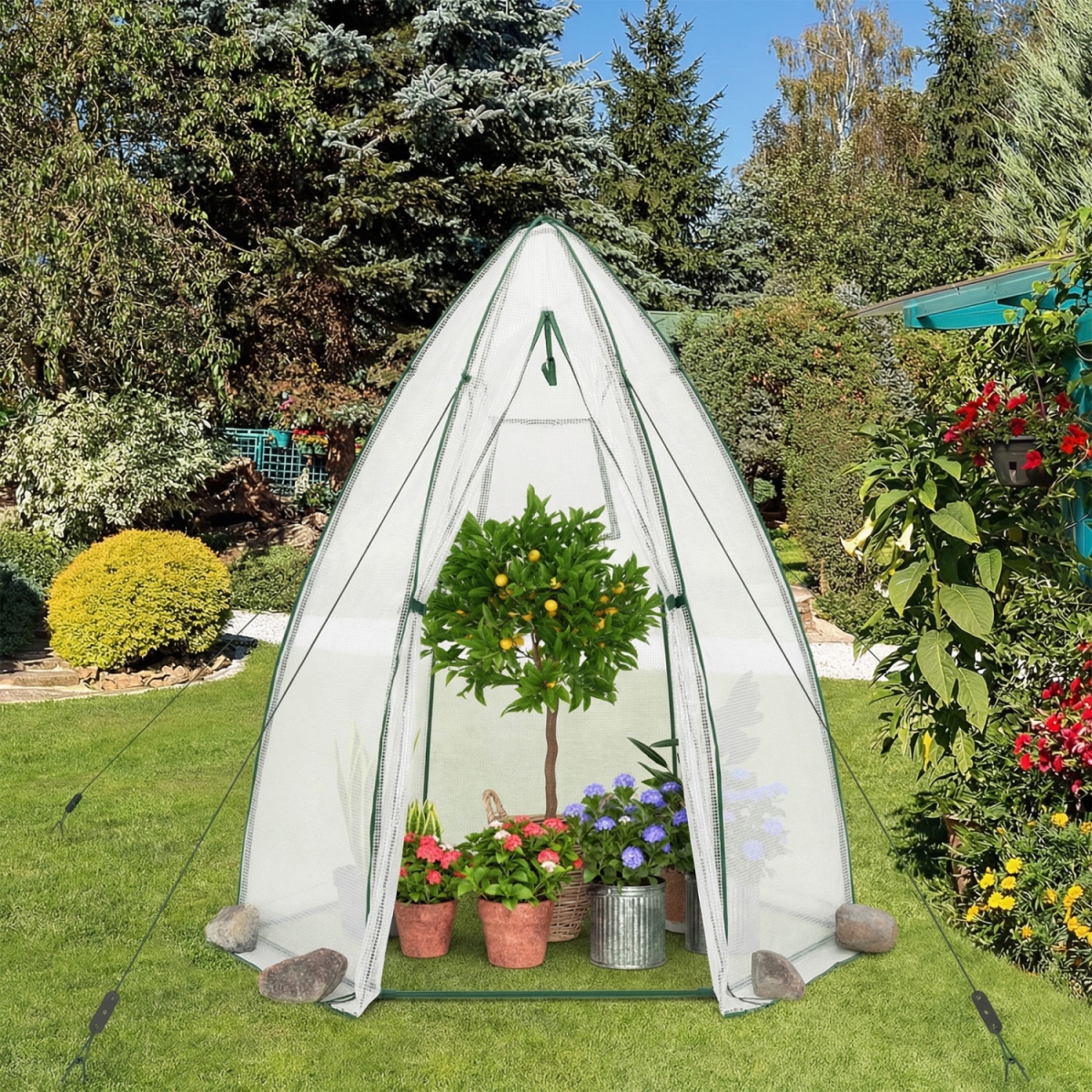 GT3959WH 5.5 x 5.5 x 6 ft. Portable Garden Mini Greenhouse with All-Weather PE Cover - White