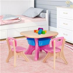 Picture of Total Tactic HW56085PI Indoor & Outdoor Plastic Children Play Table & Chair Set&#44; Pink - 3 Piece