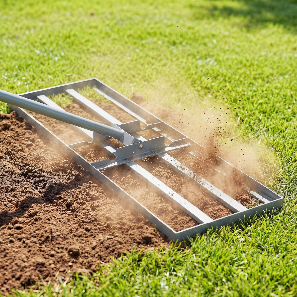 GT4785TD-SL 30 x 10 in. Heavy Duty Lawn Level Tool with 69 in. Handle - Silver