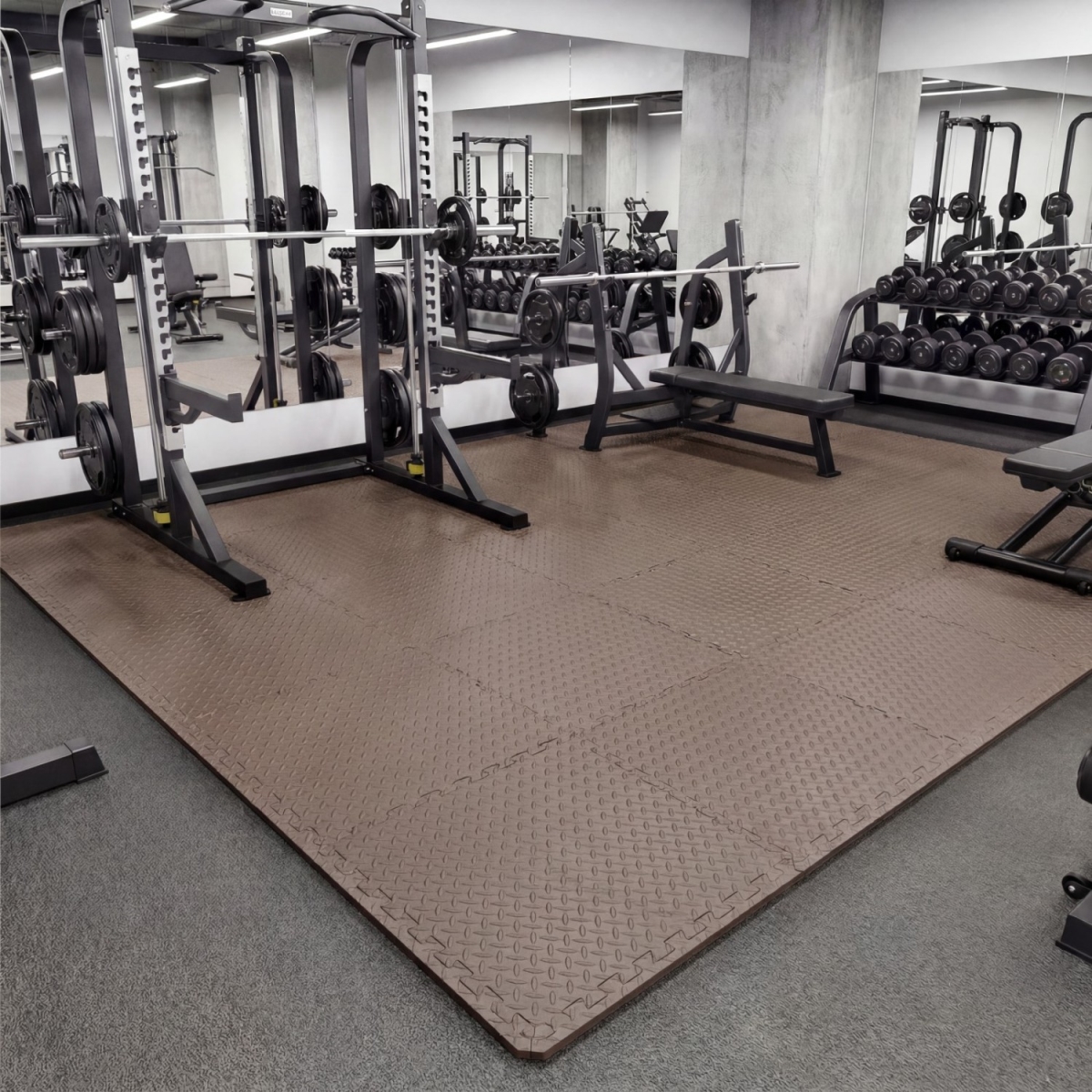 HW66511CF-24 24 Tiles 0.5 in. Puzzle Exercise Floor Mats - Brown