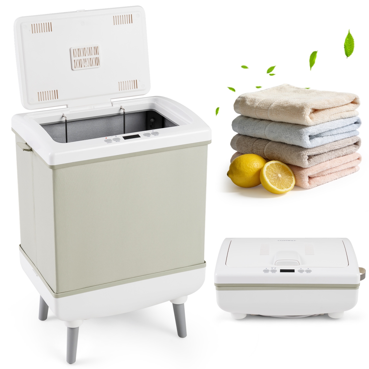 ES10466US-BE 35 Liter Large Towel Warmer with Heating & Drying Modes for Bathroom - Beige