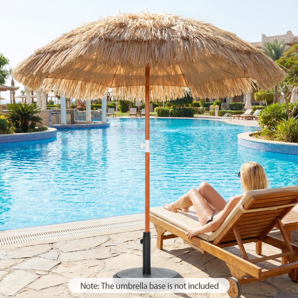 NP11034NA-2 6 ft. Thatched Beach Umbrella with Push Button Tilt Carrying Bag - Natural - Set of 2
