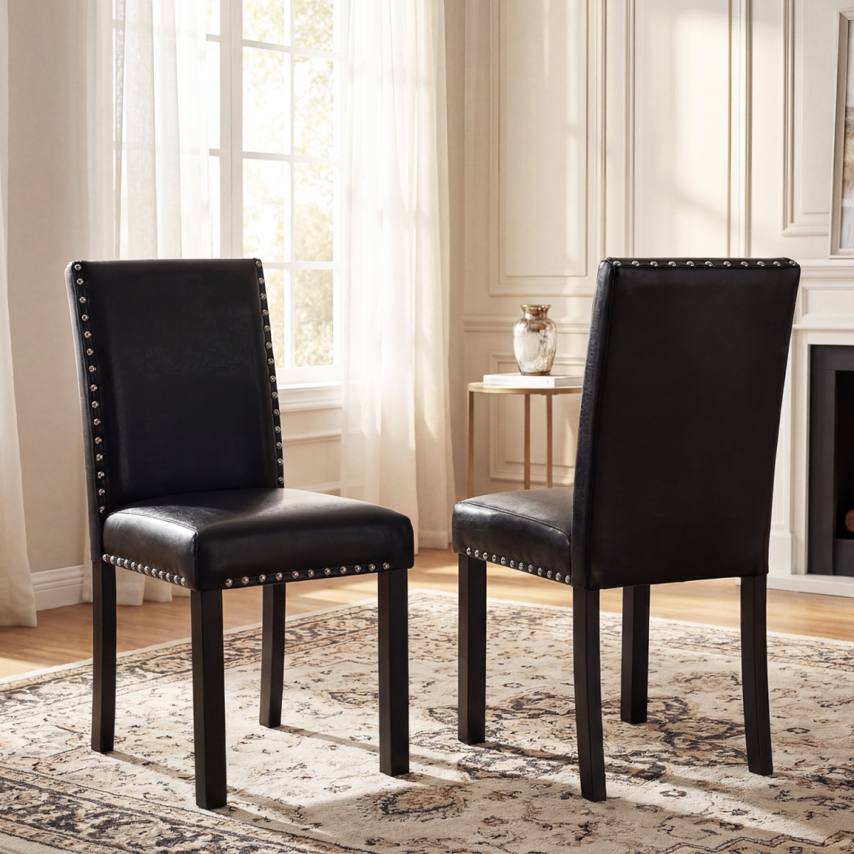 KC59301DK-2 Dining Chairs with Solid Rubber & Wood Legs - Set of 2