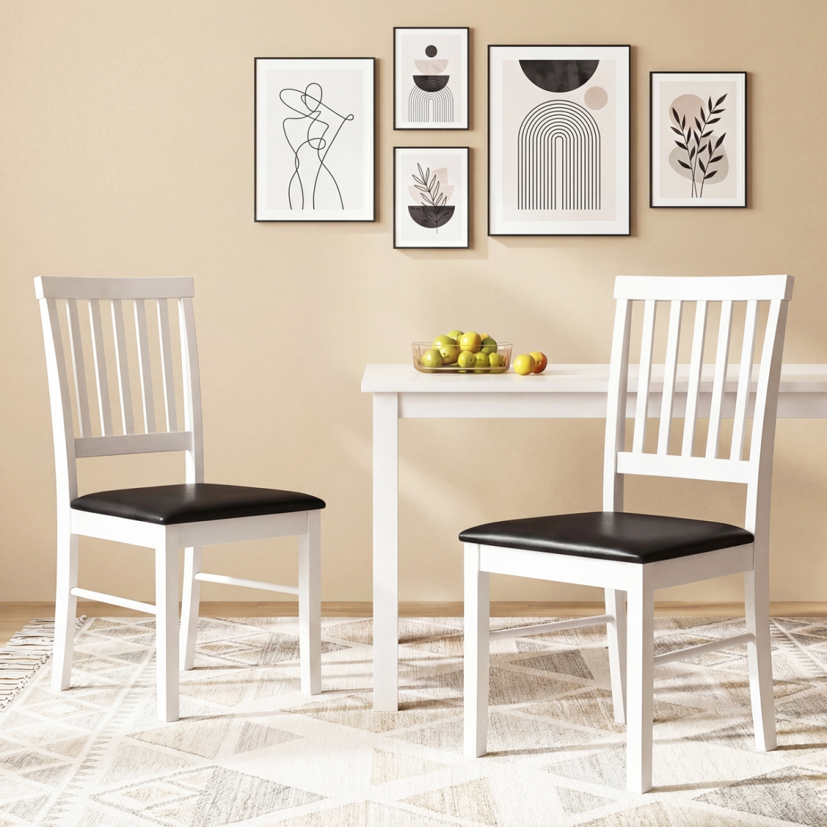 KC59389WH-2 Dining Chairs Modern Mid Century Dining Room Chairs - White - Set of 2