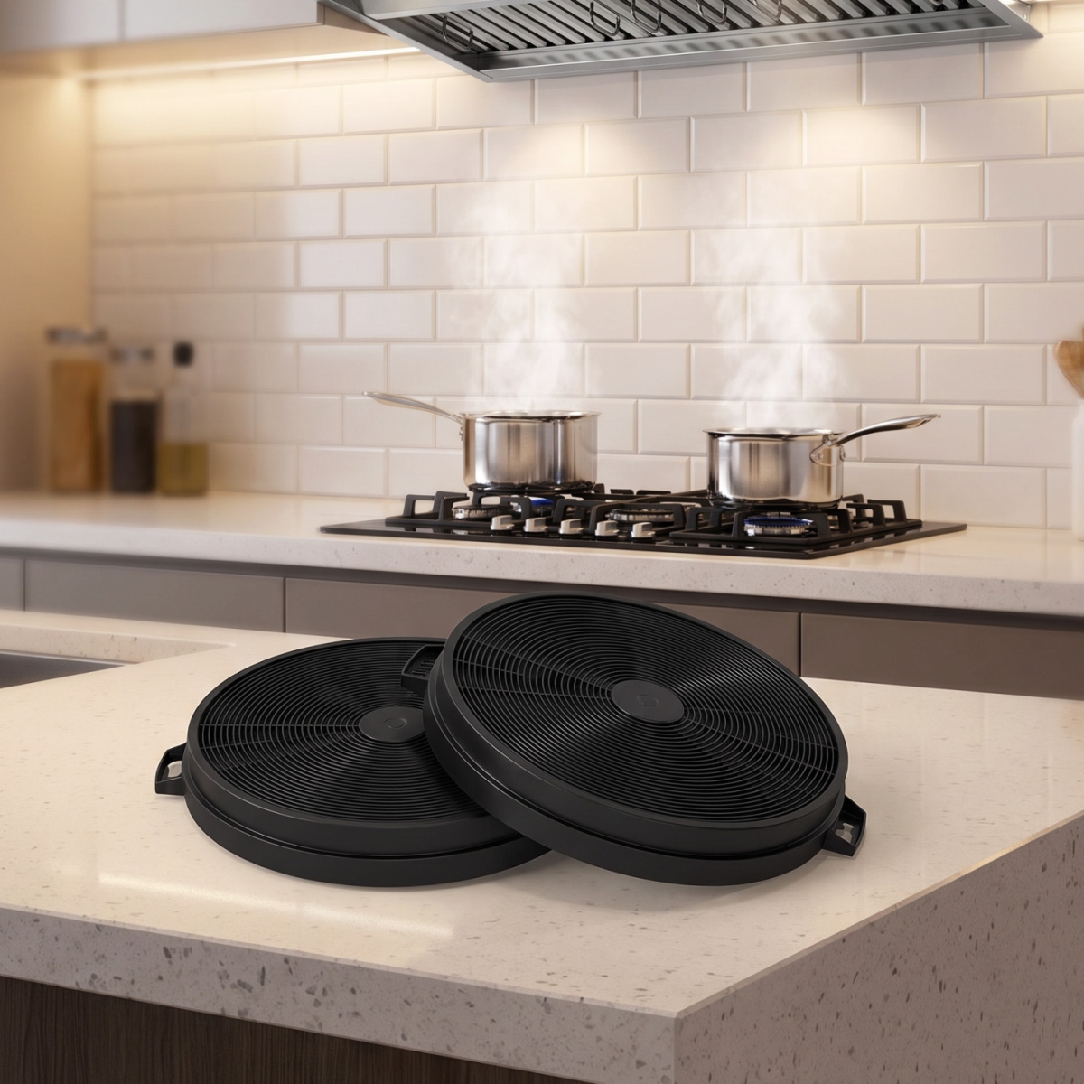 FP10778-A Activated Carbon Filter for Ductless Range Hood with Triple Layers Twist-Lock Installation - Black