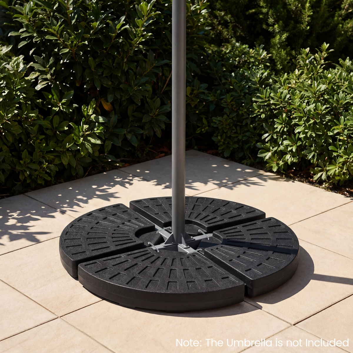 NP12957DK Patio Market Umbrella Base 140 lbs Heavy-Duty with U-Locking Pins - Black - 4 Piece