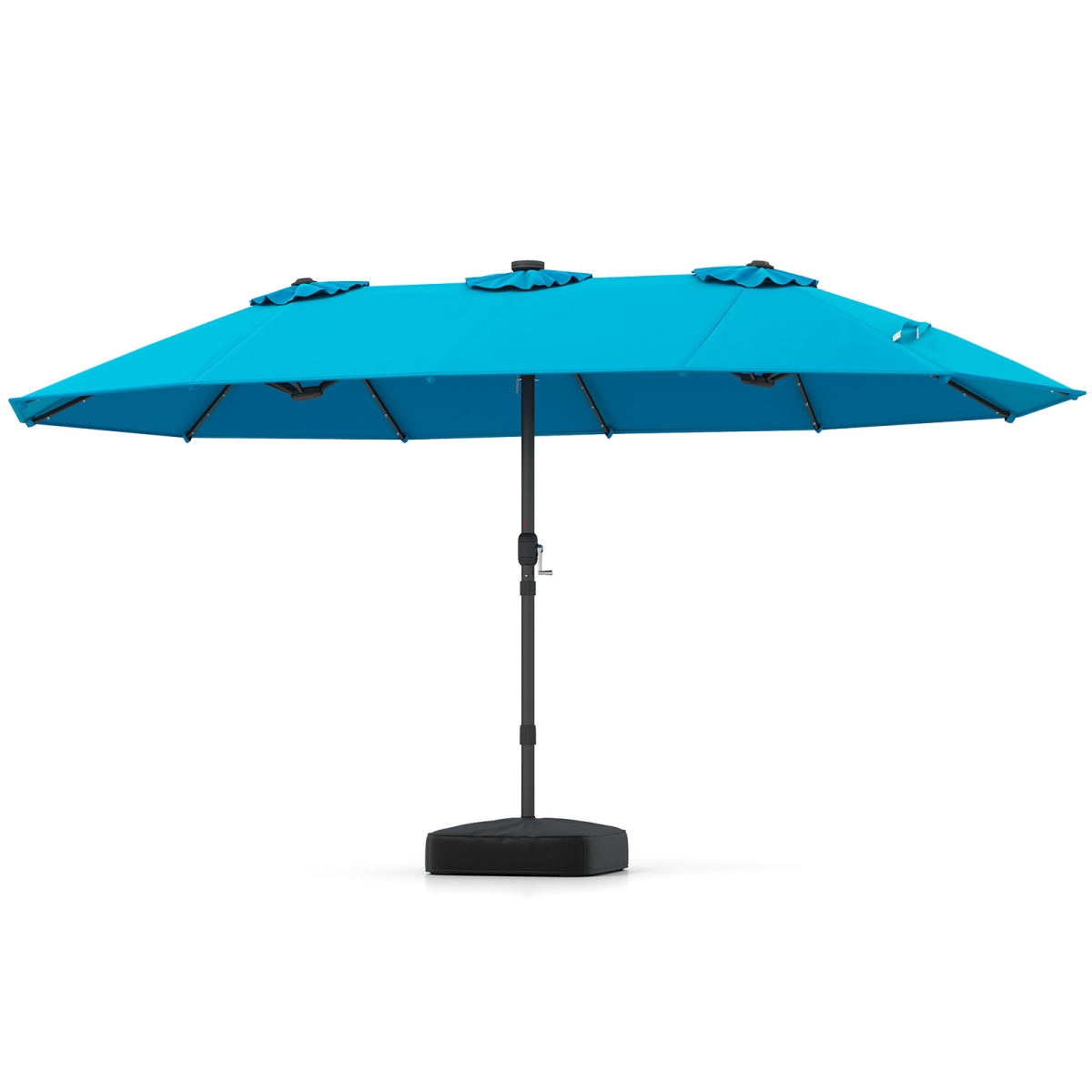 NP13260TU 15 ft. Double-Sided Patio Umbrella with 48 Solar LED Lights - Turquoise