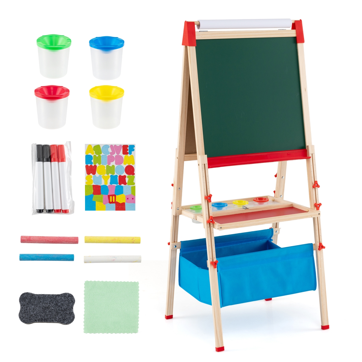 TM10224CL Foldable Double-Sided Easel with Magnetic Chalkboard for Kids - Multi Color