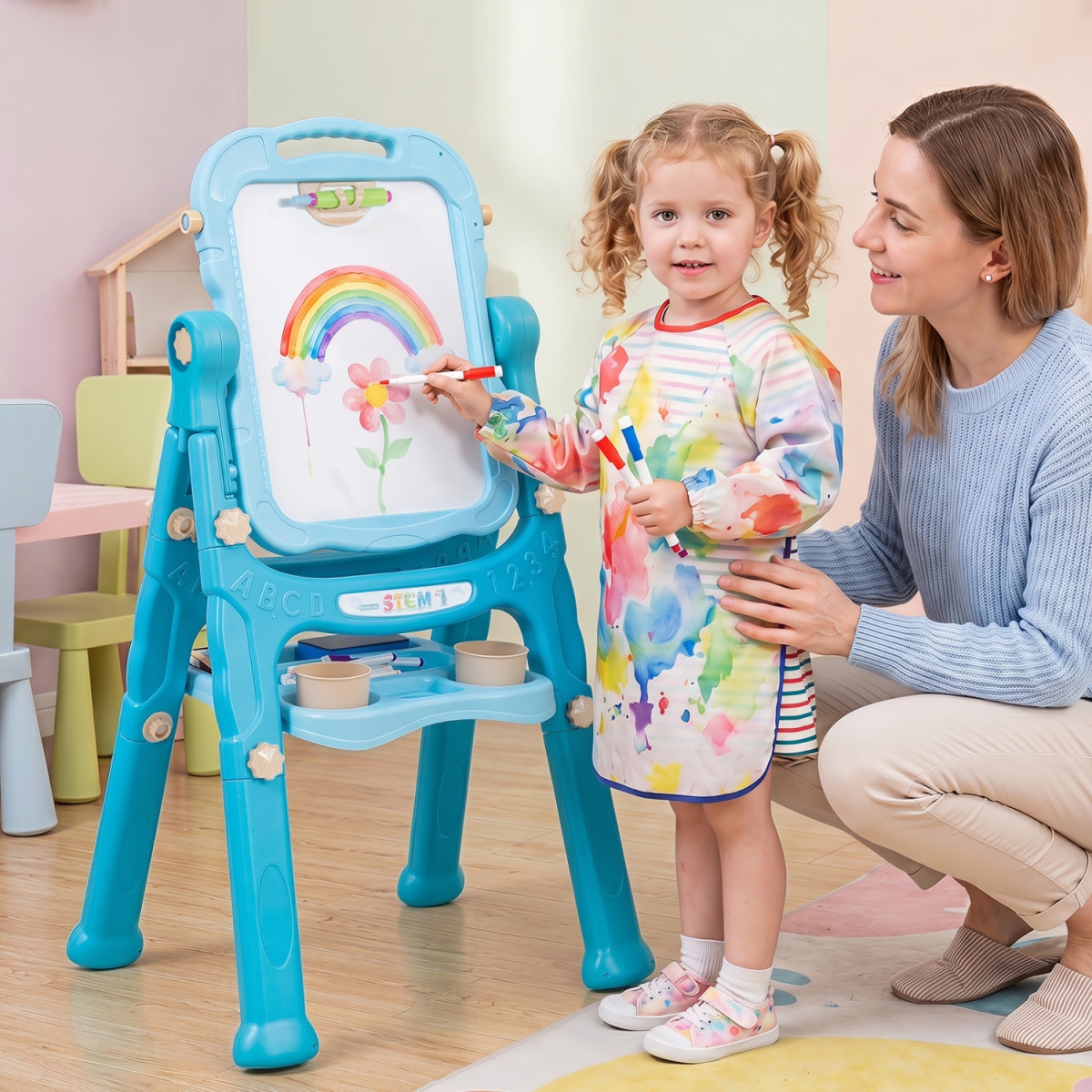 TM10258GN Art Easel for Kids with Adjustable Height - Green