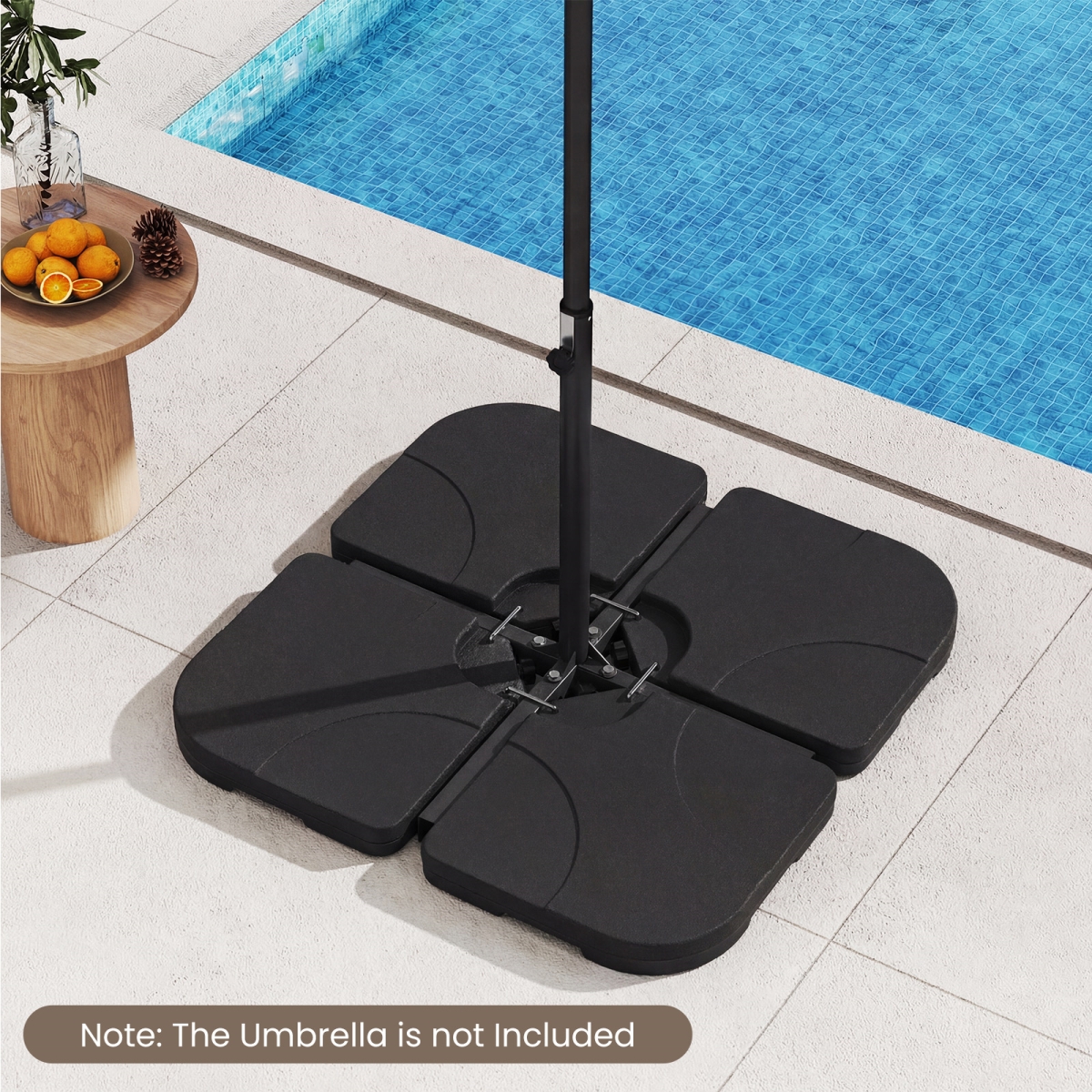 NP12958DK Cantilever Offset Base 164 lbs Heavy-Duty Square with U-Locking Pins - Black - 4 Piece