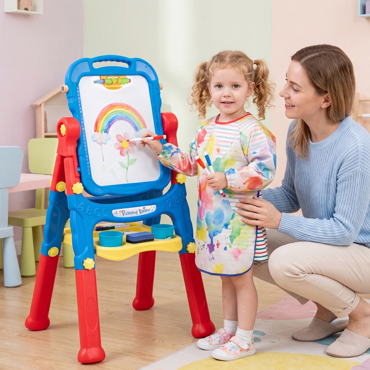 TM10258BL Art Easel for Kids with Adjustable Height - Blue