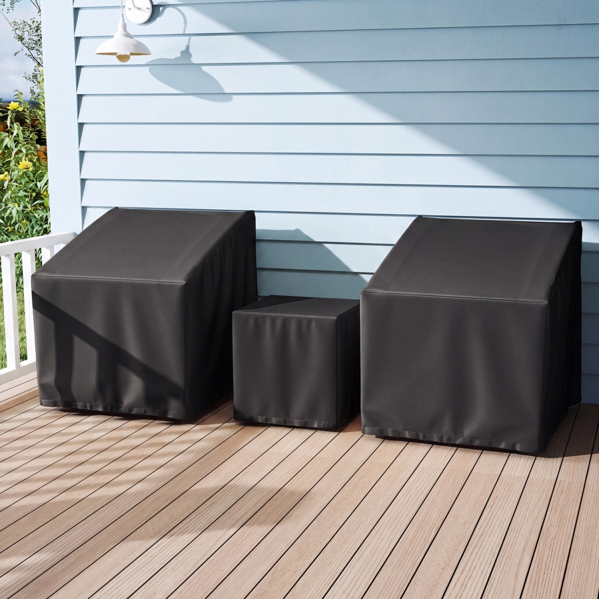 NP12474BK Patio Furniture Covers Waterproof Outdoor Conversation Covers for 3 Pieces Bistro Set - Black