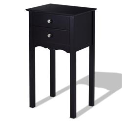HW56184BK 30 x 13 x 16 in. End Accent Table with 2 Drawers, Black