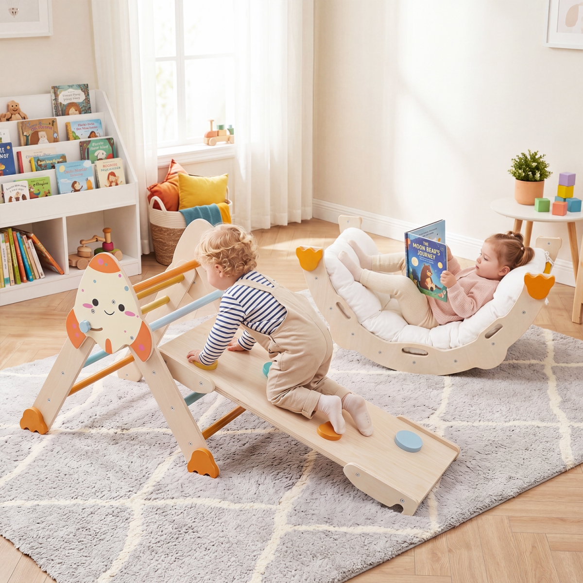 TS10457MT-MK 8-in-1 Foldable Climbing Toys for Toddlers Rocket-Themed - Macaron