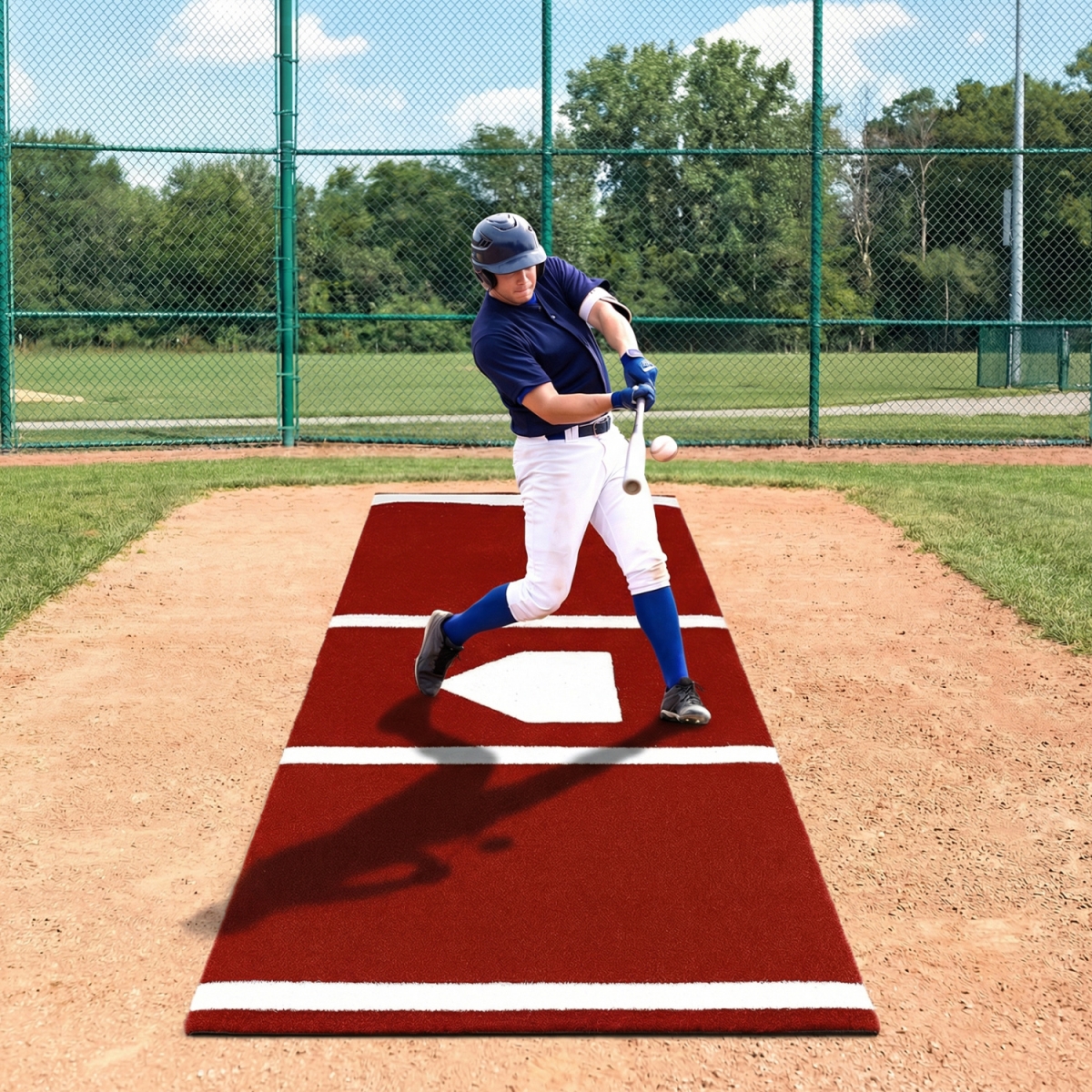 SP38688RE Softball Pitching Mat 10 x 3 ft. Softball Training Aid - Red