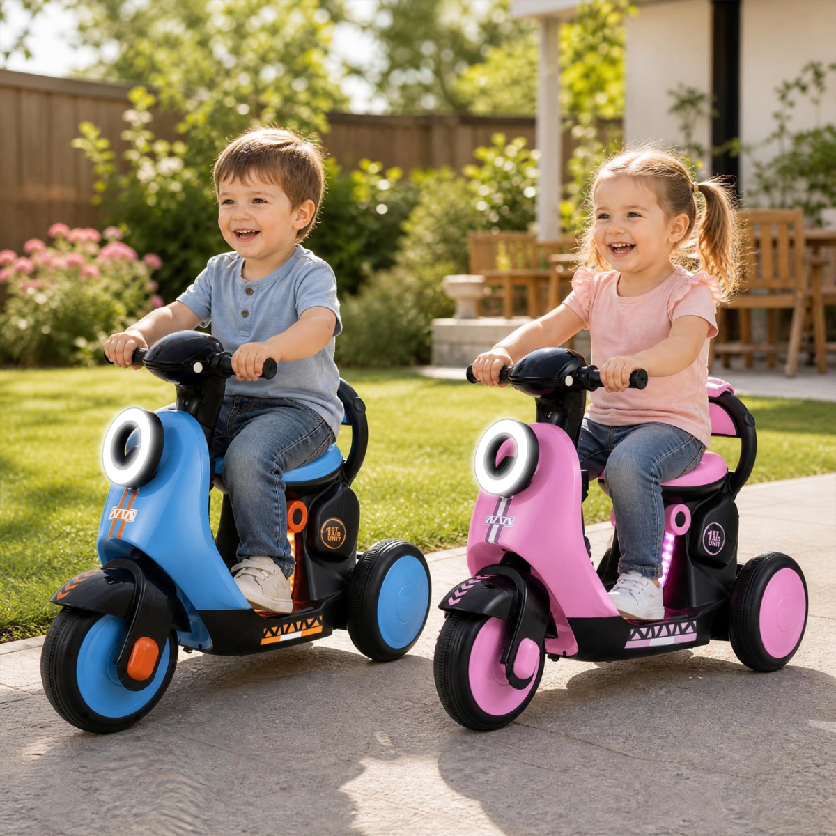 TQ10517US-PI 6V Electric Ride on Motorcycle with LED Headlight for Kids Aged 3-5 Years - Pink