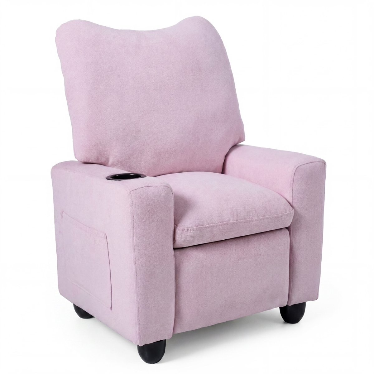HY10503PI Kids Recliner Toddler Single Sofa with Adjustable Footrest & Cup Holder - Pink