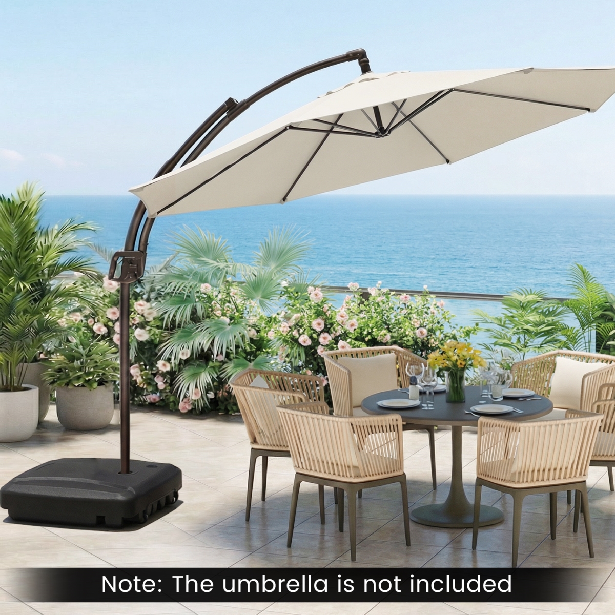 NP13077 225 lbs Cantilever Patio Umbrella Base with Wheels & Crossed Base