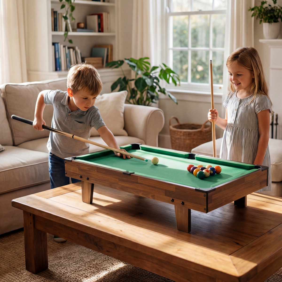 UY10059NA 4 in 1 Combo Game Table Set with Billiards - Natural