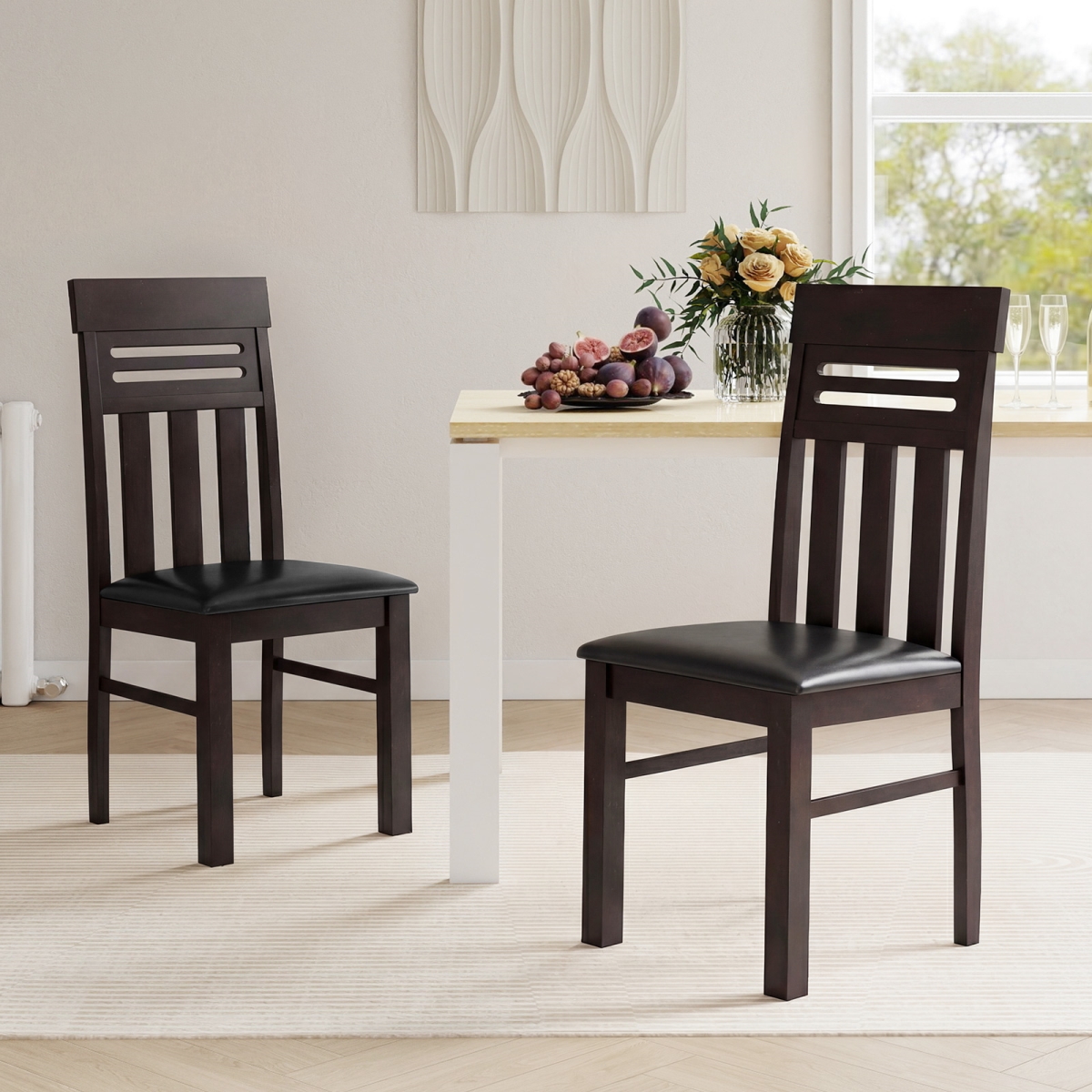 KC59321CF-2 Dining Chairs High Back Dining Room Chairs - Brown - Set of 2