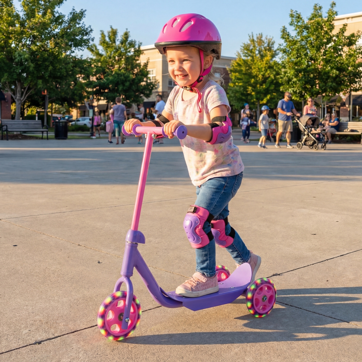 TS10362ZS 3 Wheels Scooter for Kids Age 2 & Up with LED Light-Up Wheels & Wide Anti-Slip Deck - Purple
