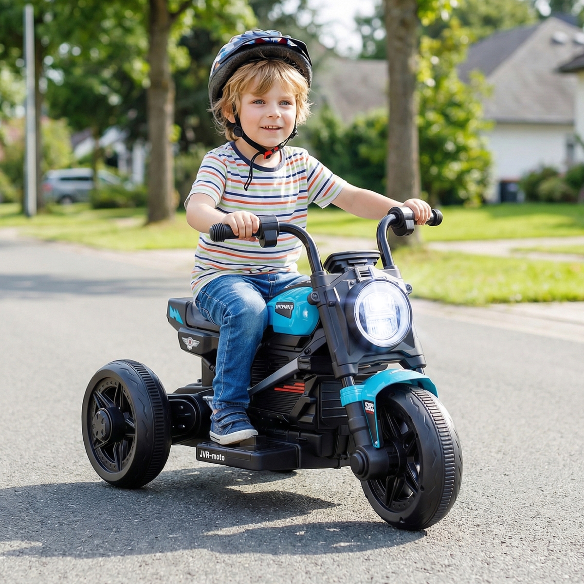 TQ10518US-BL 6V Kids Electric Motorcycle with LED Headlight & Music for Toddlers Aged 3-5 - Blue