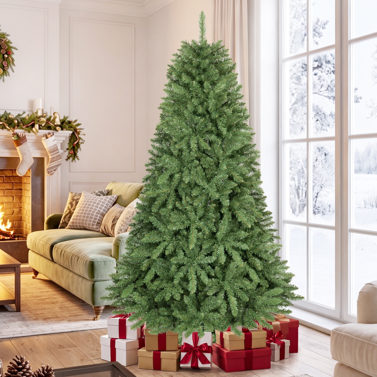 CM25853GN-S 6 ft. Artificial Christmas Tree with Easy-Setup Hinges