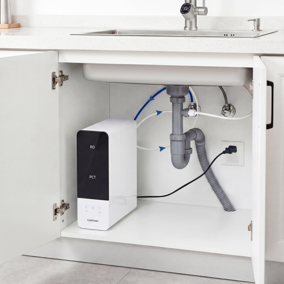 ES10636US-BK AW-RB05 Alkaline PH Plus Reverse Osmosis Water Filter 600 GPD Tankless Under-Sink RO System - Black