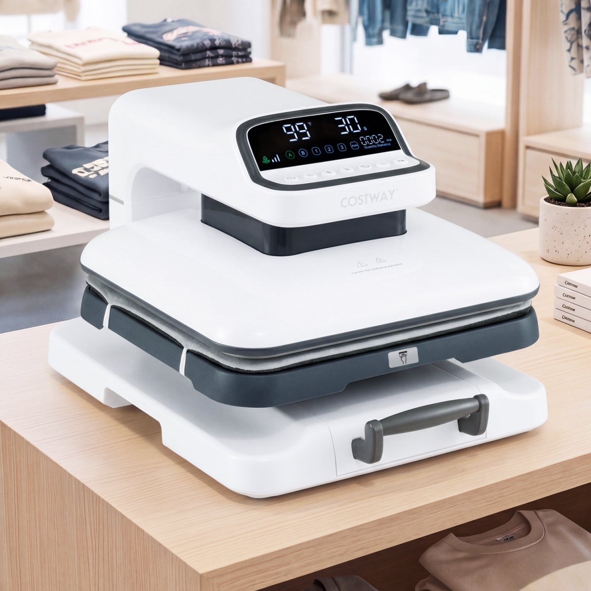 ES10701US-WH Heat Press Machine with Auto Release for T-Shirts - White