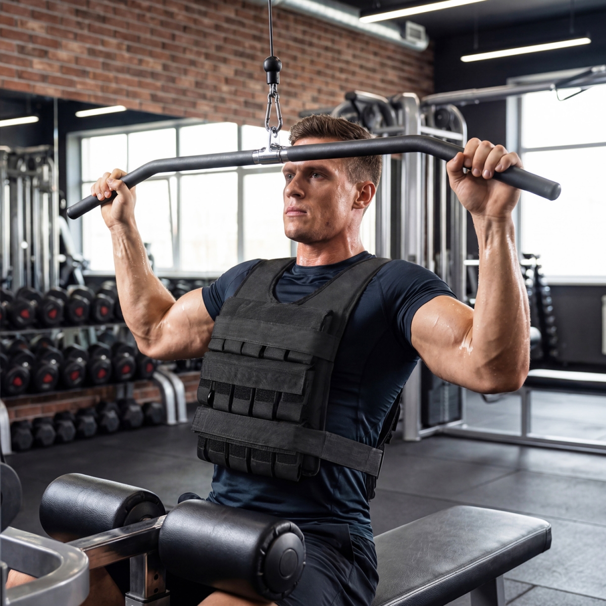 FH10195DK Adjustable Weighted Vest for Men & Women with Removable Iron Weights - 66 lbs - Medium