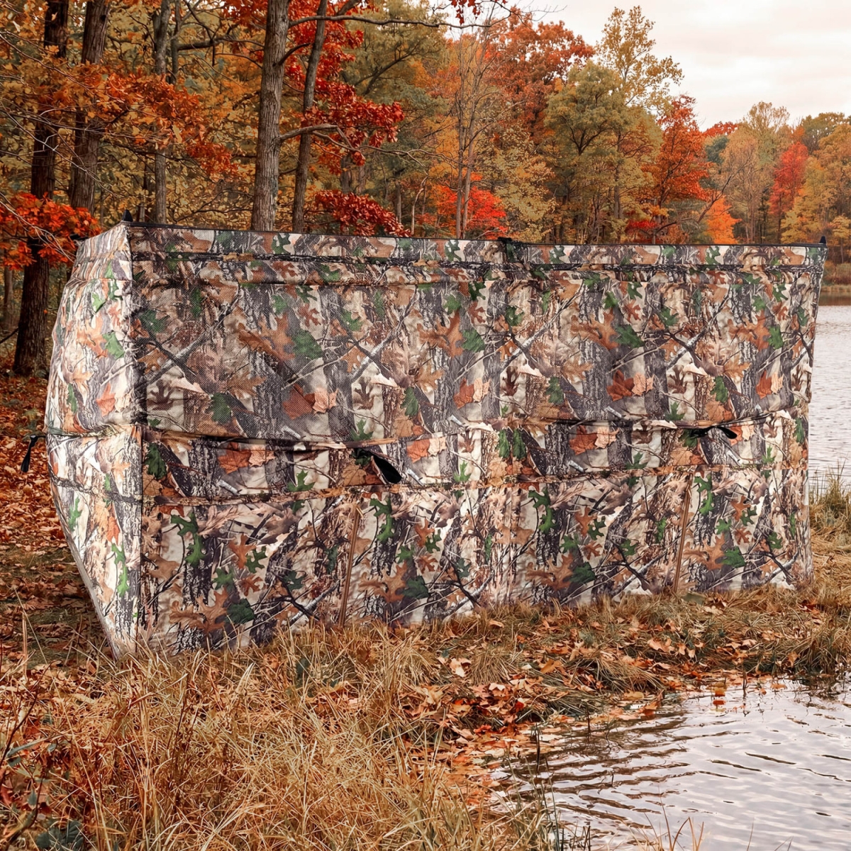 NP12888 See-Through Hunting Blind Panel with Dog Door Pop Up Waterflow Blind for 1-3 People - Camouflage